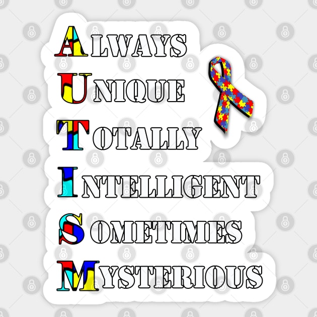 Autistic Interpretations Gift Puzzle Letters Quote Autism Awareness Sticker by tamdevo1